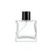 Botella de perfume creativa de bayoneta, logotipo personalizado, frasco atomizador exquisito, empaque cosmético de vidrio plano transparente