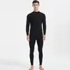 Conjunto de Ropa Interior Térmica de Otoño para Hombre Cuello Redondo Cálido Capa Base de Algodón para Invierno Talla Grande