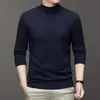 Suéter de Cuello Alto Medio de Color Sólido, Nuevo Estilo Otoño e Invierno 2024, No se Dekolora, Anti-Pilling, Suéter Ajustado para Hombre, Suéter Básico para Hombre