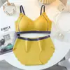 Ropa Interior de Látex Sin Costuras de Color Contrastante Nuevo Estilo Verano 2024 para Mujer, Sujetador Deportivo Delgado Push-Up sin Cables, Chaleco de Espalda Bonita para Mujer