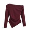 Amazon cross-border comércio exterior europeu e americano feminino 2024 outono e inverno nova moda simples all-match assimétrico elástico top