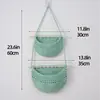 Saco de rede de frutas de três camadas transfronteiriço, bolsa de armazenamento trançada de montagem na parede, cesta suspensa de frutas e vegetais boêmia, bolsa suspensa de decoração de parede