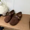 Birkenstocks de Gamuza Retro para Mujer 2026 Otoño Nueva Llegada Hebilla Punta Redonda Suela Suave Versátil Cómodos No Cansan los Pies Mocasines