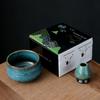 Conjunto de Chá Matcha Novo Tigela de Matcha Colher de Chá Suporte Conjunto Pequeno Caixa Colorida Esmalte de Forno Transfronteiriço Feito à Mão Caixa de Presente Cerâmica Retrô
