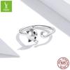 Anillo de plata 925 con diseño de gato original y lindo, versión coreana, anillo de plata 925 con diseño de animal que combina con todo, SCR707