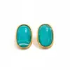 Pendientes de Botón de Piedra Preciosa de Resina Manchada Retro Ins Transfronterizos Europeos y Americanos Cuadrado Geométrico de Moda Accesorios de Pendientes de Acero Inoxidable Dorado de 18K