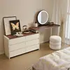 Tocador y Cómoda Combinados Estilo Madera Natural para Dormitorio, Modelo Nuevo Minimalista Moderno 2026, Tocador con Gabinete de Almacenamiento, Lujo Ligero y de Alta Gama