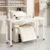 Mesa de Manicure Móvel Camada Única Estilo Japonês Mesa Sofá de Manicure com Rodas Minimalista Moderno Mesa de Manicure Cruzada para Sofá Preta