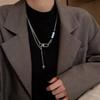 Collar de acero de titanio con diseño de nicho de hip-hop para mujer, cadena de suéter de perlas con temperamento de estilo metálico, accesorios de red roja al por mayor