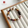 Pulsera de Madera Natural Dieciocho Semillas Hilo de Mano Hecha de Madera Original Estilo Étnico para Mujer Cuentas de Muchos Tesoros Wenwan Cuentas Budistas Cuentas de Oración Mano