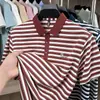 Camisa Polo de Hombre de Manga Corta Suelta a Rayas de Lujo Ligero Verano 2026 Nueva Moda Casual Delgada Ropa para Hombres Jóvenes y de Edad Media