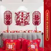 Parede de Fundo da Cabeceira do Quarto do Casal com Adesivos de Palavras Felizes Conjunto de Atmosfera para Layout do Quarto de Casamento Decoração da Porta do Quarto de Casamento