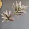 Planta Verde com 2 Cabeças de Bambu Lírio Decoração, Bambu da Sorte, Madeira Brasileira Planta Artificial Tropical, Paisagem de Casamento, Folhas de Bambu Laminadas Atacado