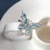 Anillo Abierto de Moda Minimalista Estilo Coreano Mariposa Degradado Esmalte para Mujer Anillo Pequeño Cuadrado Joyería para Dedo