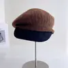Gorro de Punto de Moda Estilo Británico para Mujer Otoño Invierno Retro Elegante Gorra de Periodista Versátil que Afina el Rostro Gorra de Pico de Pato Moderna