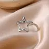 Estilo Popular Europeo y Americano Anillo Abierto de Línea Geométrica Hueca Simple Acero Inoxidable Chapado en Oro de 18K Joyería al por Mayor