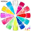 Lentejuelas de lazo fluorescentes, 12 colores mixtos, para decoración de uñas, ideal para manicura de uñas mate, joyas, pegatinas para uñas