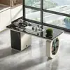 Conjunto de mesa de centro e cadeiras em pedra de luxo leve ultra-cristal, mesa de chá moderna minimalista para escritório e casa com chaleira integrada