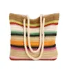 Bolso Rayado Color-Block de Verano 2026 Nuevo Estilo de Verano Bolso de Hombro Tejido Artístico Bolso Tote Fresco y Casual Estilo Perezoso