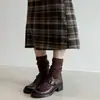 Mocasines de Tacón Grueso con Hebilla Retro 2026 Nuevos Versátiles Estilo Británico Punta Redonda Cómodos Zapatos de Piel para Mujer
