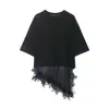 Para Exportação Europeia e Americana Transfronteiriça Roupas Femininas Aliexpress Popular Outono Simples Solto Costura Renda Camisetas Tops