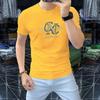 Camiseta de manga corta de algodón mercerizado transpirable para hombre, nueva camiseta de verano 2024 con letras de perforación en caliente, combinable con todo, para jóvenes.