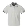 Camisa tipo polo de fábrica con cremallera a mitad de camino, estampado de leopardo, patchwork, bloques de color, cuello camisero, manga corta, verano, para hombre, estilo americano, nicho, moderna, camiseta top