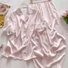 Pijama Floral Estilo Chino para Mujer Verano Fresco Mangas Cortas Pantalones Satén de Seda de Hielo Conjunto de Ropa para el Hogar Toma Real Venta al por Mayor