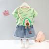 Ropa de Verano para Niñas Transfronteriza, Ropa de Moda para Bebés Niñas de Un Año 2 Ropa de Verano de Manga Corta para Niños 3 Conjuntos de Shorts para Bebés Dropshipping