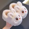 Pantuflas de Algodón para Niños Conejo Invierno Niños y Niñas Familia Lindas Dibujos Animados Talón de Bolsa Antideslizantes Forradas de Felpa Cálidas para Interior Pantuflas de Algodón