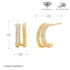 Suministro Exclusivo Transfronterizo de Pendientes de Plata de Ley S925, Pendientes Curvos de Doble Capa Incrustados con Circonita en Forma de C, Joyería de Plata de Alto Gama de Nicho de Lujo Ligero