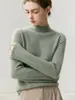 Suéter de punto Loro Piana 100% cachemira pura listo para usar de primera línea para mujer, dobladillo enrollado, cuello semi-alto, holgado, cálido, suéter de capa base