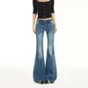 YECHUAN # Jeans acampanados estilo chica picante millennial, otoño, tiro bajo, realzan las caderas, elásticos, corte ajustado, pata de caballo, pantalones de largo hasta el suelo