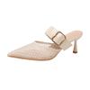 Pantuflas de Verano para Mujer Transfronterizas 2026 Estilo Nuevo Sandalias Tejidas Huecas de Tacón Alto Mules Elegantes Franceses de Punta