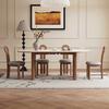 Mesa de Jantar Vintage Estilo Francês em Madeira Maciça com Placa de Pedra de Caverna para Apartamento Pequeno Mesa de Jantar com Vento Silencioso Combinação de Mesa e Cadeiras Ovais