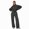 211468 outono e inverno novo cross-border Europa e Estados Unidos cor sólida solta manga longa gola redonda moda feminina casual calças largas terno