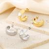 Novos Brincos de Aço Inoxidável C-Shaped com Diamante Estilo Retro Luxo Leve Design em Aço Titânio Senso de Design Simples Moda Brincos Joias