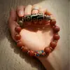 Pulsera de Ágata Antigua con Cuentas Dzi de Xizang para Hombres, Grabada con Patrones Hexagonales, Joyería de Estilo Étnico, Artesanía Hecha a Mano, Venta al por Mayor