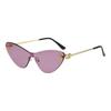 Gafas de sol de metal con forma de ojo de gato, sin marco, modernas, para viajes, fiestas, con personalidad, con montura pequeña.