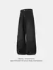 Han Lu Silueta Suelta Hebilla de París Jeans para Hombre Otoño Segmentado Desestructurado Lavado Retro Americanos Holgados Pantalones Largos