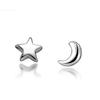 Pendientes de plata de ley 925 con lindas estrellas y lunas, venta al por mayor, joyería coreana de plata de ley para mujer.