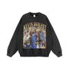 American High Street Hip Hop Star Impresso Lavado Velho Crewneck Sweatshirt para Homens e Mulheres Vibe Retro Moda Nacional Manga Longa Base