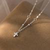 Collar Nalan S925 de plata, exquisito, sencillo, de alta gama, ligero, de lujo, con pequeñas cuentas cruzadas de diamantes, Y01915