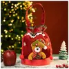 Bolsa de Manzana Navideña, Bolsa de Regalo de Nochebuena, Bolsa de Manzana con Cordón, Bolsa de Regalo con Cordón de Dulces de Peluche de Papá Noel