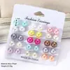 Set de Aretes Nuevo Transfronterizo Set de 15 Piezas para Mujer Pendientes de Perla Dopamina Coloridos de Alta Gama Pendientes Sencillos Venta al por Mayor