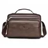 Nueva Bolsa de Hombro Individual Retro para Hombre de Negocios Gran Capacidad Estilo Horizontal Bolso Cruzado para Hombre Bolso de Hombro Impermeable Casual de Cuero PU