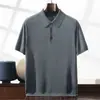 Camisa polo masculina de malha fina 100% lã para o verão, manga curta, leve, camiseta gola polo de alta qualidade com fio Yangzi, top casual