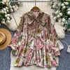 Camisa Estilo Doce Francês com Estampa Floral para Mulheres, Outono 2026, Cardigã Solto Retro Maduro com Manga Longa, Blusa para o Trabalho