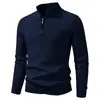 Suéter de punto para hombre, estilo europeo y americano, media cremallera, cuello alto, color liso, manga larga, corte ajustado, para exportación y ventas transfronterizas