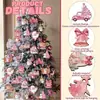 Conjunto de Enfeites de Árvore de Natal de Madeira Rosa Antigo - Charme Decorativo Pendurado para o Natal